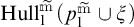 Hull sub l super m tilde open parenthesis p sub l super m tilde union xi close parenthesis
