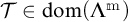 Script capital T is an element of domain of capital Lambda to the m power.