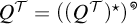 Q to the tau equals open parenthesis open parenthesis Q to the tau close parenthesis to the star power close parenthesis to the theta power.