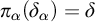 pi Subscript alpha Baseline left parenthesis delta Subscript alpha Baseline right parenthesis equals delta