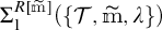 Summation from one to R superscript m-tilde of open parenthesis set tau, m-tilde, lambda close set close parenthesis.