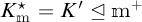 K sub m star equals K prime triangle left m plus.