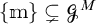 Set containing m is a subset of script g to the M power.