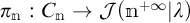 pi sub n colon C sub n maps to script J open parenthesis n plus infinity vertical bar lambda close parenthesis