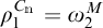 rho sub 1 C sub n equals omega sub 2 to the M power