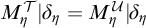 upper M Subscript eta Superscript script upper T Baseline StartAbsoluteValue delta Subscript eta Baseline equals upper M Subscript eta Superscript script upper U Baseline EndAbsoluteValue delta Subscript eta