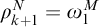 rho Subscript k plus 1 Superscript upper N Baseline equals omega 1 Superscript upper M