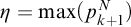 eta equals ModifyingBelow max With bar caret p k plus 1 upper N right parenthesis