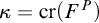 kappa equals c r left parenthesis upper F Superscript upper P Baseline right parenthesis
