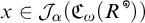 x is an element of script J sub alpha of script C sub omega of open parenthesis R to the circle close parenthesis.