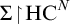 upper Sigma backslash exclamation mark up harpoon with barb right backslash exclamation mark upper H upper C Superscript upper N
