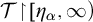 script upper T backslash exclamation mark up harpoon with barb right backslash exclamation mark eta Subscript alpha Baseline comma infinity right parenthesis