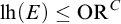 l h left parenthesis upper E right parenthesis less than or equals upper O upper R Superscript upper C
