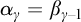 alpha Subscript gamma Baseline equals beta Subscript gamma minus 1