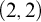 left parenthesis 2 comma 2 right parenthesis