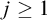 j greater than or equals 1