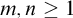 m comma n greater than or equals 1