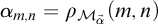 alpha Subscript m comma n Baseline equals rho Subscript upper M Sub Subscript ⃑ alpha Baseline left parenthesis m comma n right parenthesis