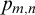 p Subscript m comma n