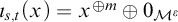 iota Subscript s comma t Baseline left parenthesis x right parenthesis equals x Superscript circled plus m Baseline circled plus 0 Subscript upper M Sub Superscript epsilon