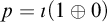 p equals iota left parenthesis 1 circled plus 0 right parenthesis