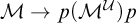 script upper M right arrow p left parenthesis upper M Superscript script upper U Baseline right parenthesis p