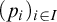 left parenthesis p Subscript i Baseline right parenthesis Subscript i element of upper I