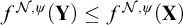 f Superscript script upper N comma psi Baseline left parenthesis bold upper Y right parenthesis less than or equals f Superscript script upper N comma psi Baseline left parenthesis bold upper X right parenthesis