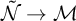 script upper N overtilde right arrow script upper M
