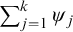 sigma summation Underscript j equals 1 Overscript k Endscripts psi Subscript j