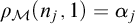 rho Subscript script upper M Baseline left parenthesis n Subscript j Baseline comma 1 right parenthesis equals alpha Subscript j