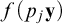 f left parenthesis p Subscript j Baseline bold y right parenthesis