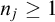 n Subscript j Baseline greater than or equals 1
