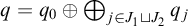 q equals q 0 circled plus backslash leftoplus Subscript j element of upper J 1 square cup upper J 2 Baseline q Subscript j