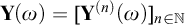bold upper Y left parenthesis omega right parenthesis equals upper Y Superscript left parenthesis n right parenthesis Baseline left parenthesis omega right parenthesis Subscript n element of double struck upper N