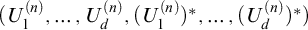 left parenthesis upper U 1 Superscript left parenthesis n right parenthesis Baseline comma midline horizontal ellipsis comma upper U Subscript d Superscript left parenthesis n right parenthesis Baseline comma left parenthesis upper U 1 Superscript left parenthesis n right parenthesis Baseline right parenthesis Superscript asterisk Baseline comma midline horizontal ellipsis comma left parenthesis upper U Subscript d Superscript left parenthesis n right parenthesis Baseline right parenthesis Superscript asterisk Baseline right parenthesis