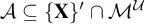 script upper A subset of or equal to StartSet bold upper X EndSet prime intersection upper M Superscript script upper U
