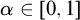 alpha element of 0 comma 1