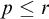 p less than or equals r