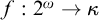 f colon 2 Superscript omega Baseline right arrow kappa