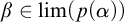 beta element of limit left parenthesis p left parenthesis alpha right parenthesis right parenthesis