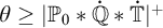 theta greater than or equals StartAbsoluteValue upper P 0 asterisk ̇ double struck upper Q asterisk ̇ double struck upper T EndAbsoluteValue Superscript plus