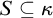 upper S subset of or equal to kappa