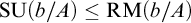 backslash operatorname upper S upper U left parenthesis b divided by upper A right parenthesis less than or equals backslash operatorname upper R upper M left parenthesis b divided by upper A right parenthesis