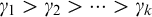 gamma 1 greater than gamma 2 greater than midline horizontal ellipsis greater than gamma Subscript k