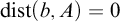 backslash operatorname d i s t left parenthesis b comma upper A right parenthesis equals 0