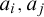 a Subscript i Baseline comma a Subscript j Baseline