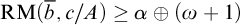 backslash operatorname upper R upper M left parenthesis b overbar comma c divided by upper A right parenthesis greater than or equals alpha circled plus left parenthesis omega plus 1 right parenthesis