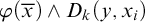 phi left parenthesis x overbar right parenthesis and upper D Subscript k Baseline left parenthesis y comma x Subscript i Baseline right parenthesis