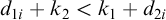 d Subscript 1 i Baseline plus k 2 less than k 1 plus d Subscript 2 i